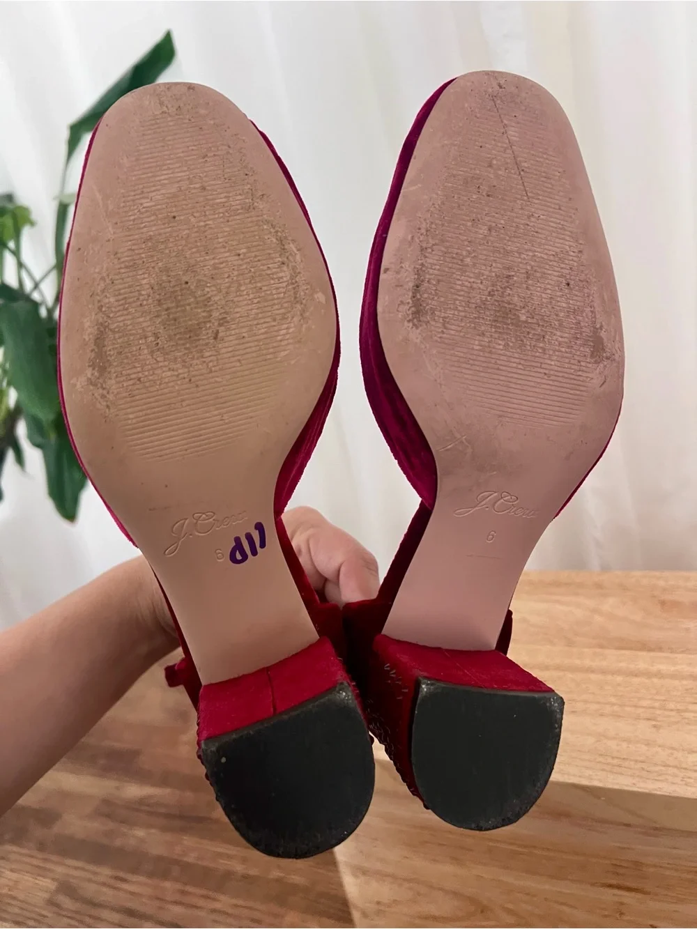 J.Crew Ruby Red Heels with Rhinestones. Size 6